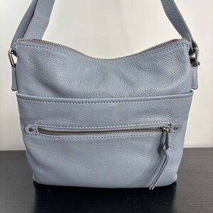 Danier Blue and Cream Shoulder Bag with Sleek Design